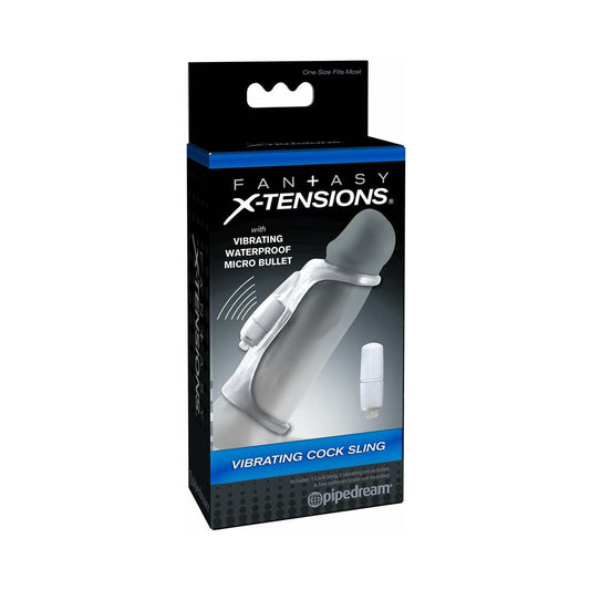 Pipedream Fantasy X-tensions Vibrating Cock Sling Clear - Red Garter