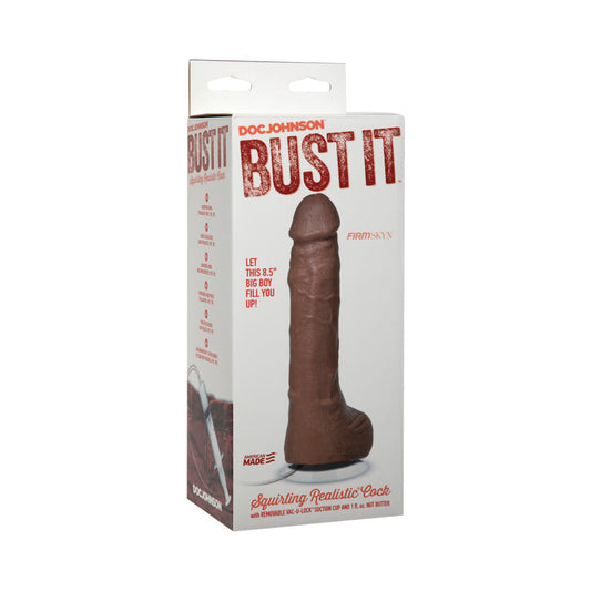 Bust It Squirting Realistic Cock Brown w/1oz Nut Butter - Red Garter