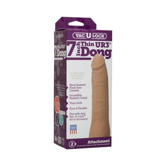 Vac-U-Lock- 7-Inch Thin Dong - ULTRSKYN Black - Red Garter