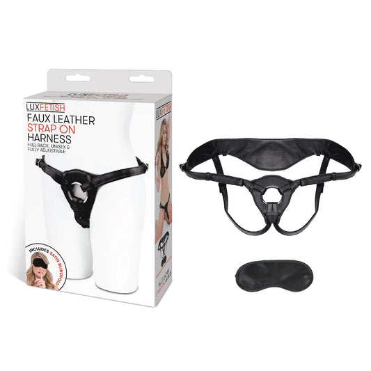 Lux Fetish Patent Leather Strap-On Harness Black - Red Garter