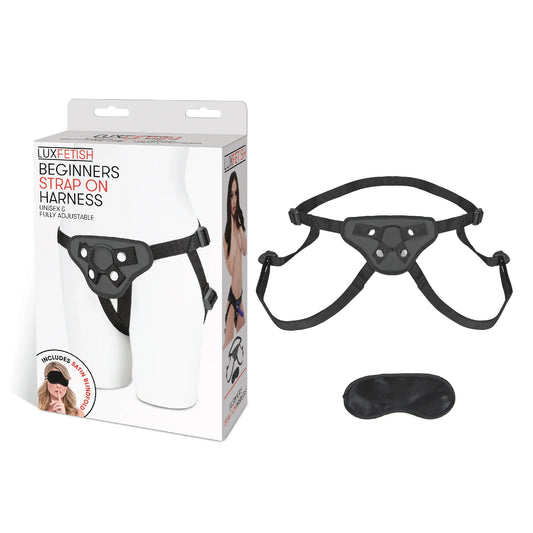 Lux Fetish Beginners Strap-On Harness Black - Red Garter