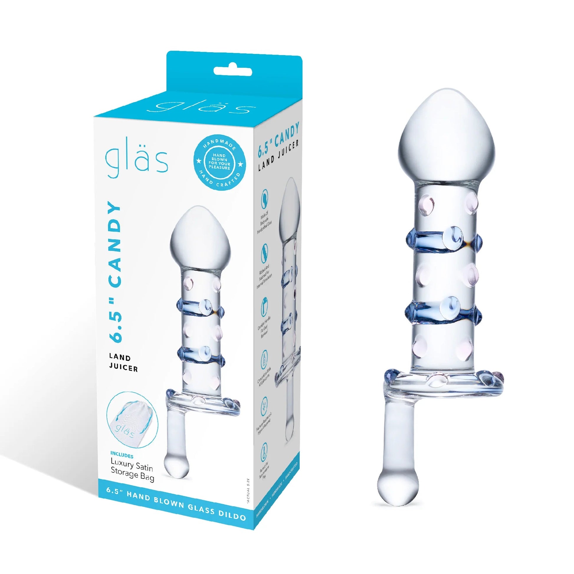 Glas 6.5 in. Candy Land Juicer Rotating Dildo - Red Garter