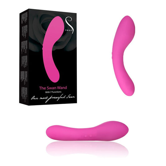 Swan Massage Wand Rechargeable, Waterproof. 2 Motors and 7 functions. - Red Garter