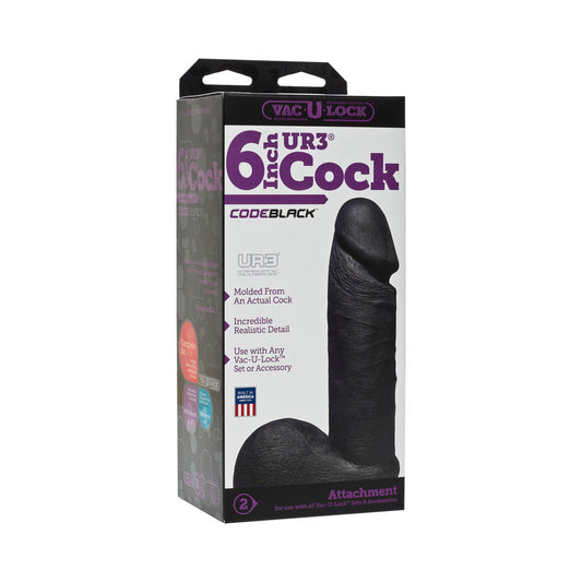 Vac-U-Lock - ULTRASKYN 6in Realistic Cock CODEBLACK - Red Garter