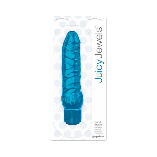 Pipedream Juicy Jewels Cobalt Breeze Flexible Realistic Vibrator Blue - Red Garter