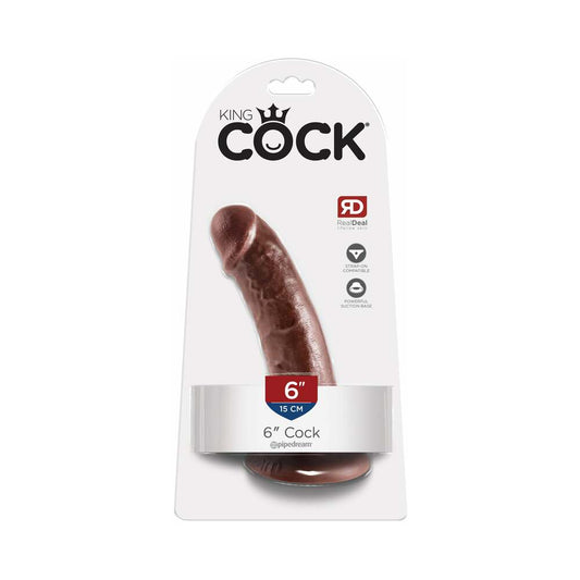 Pipedream King Cock 6 in. Cock Realistic Dildo With Suction Cup Brown - Red Garter
