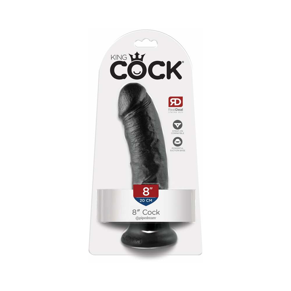 Pipedream King Cock 8 in. Cock Realistic Dildo With Suction Cup Black - Red Garter