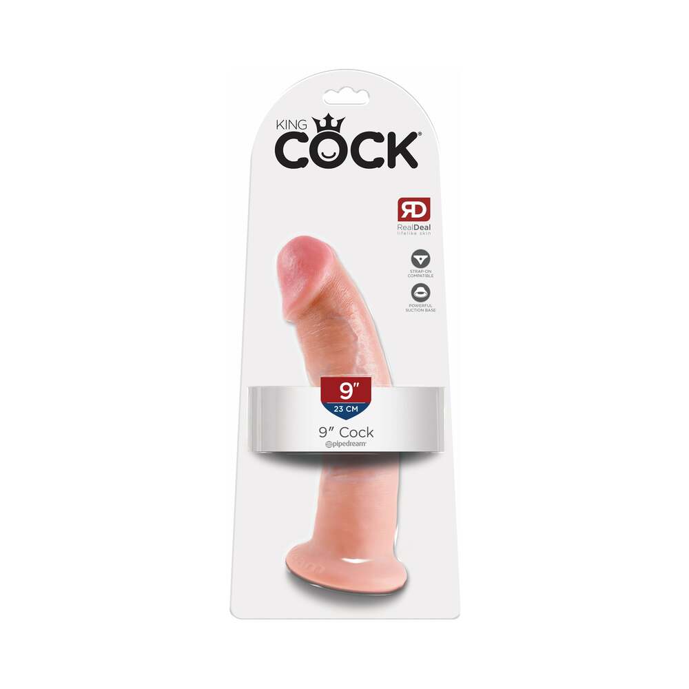 Pipedream King Cock 9 in. Cock Realistic Dildo With Suction Cup Beige - Red Garter