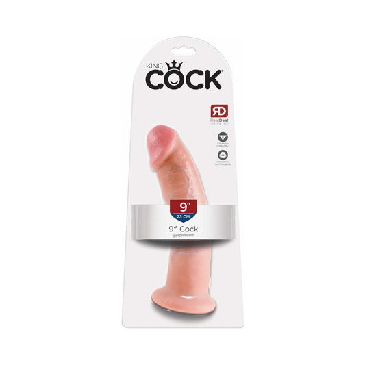 Pipedream King Cock 9 in. Cock Realistic Dildo With Suction Cup Beige - Red Garter