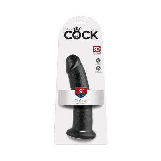 Pipedream King Cock 9 in. Cock Realistic Dildo With Suction Cup Black - Red Garter