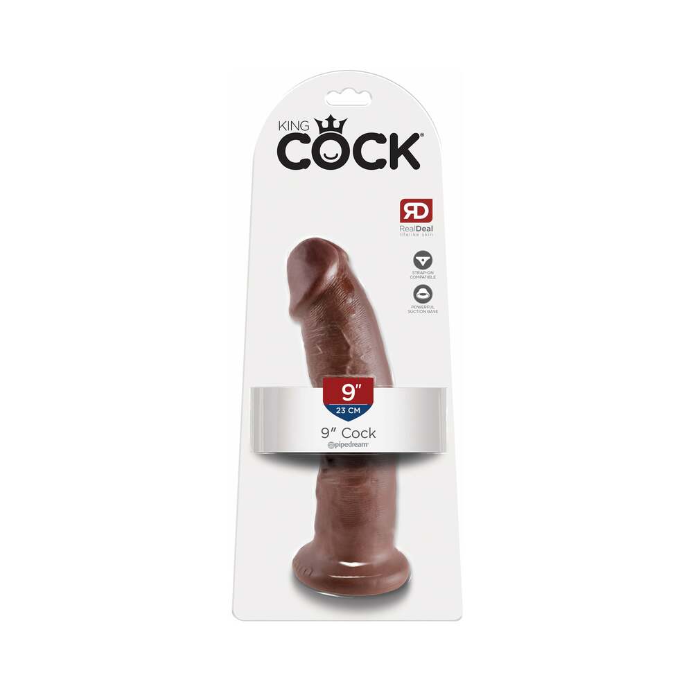 Pipedream King Cock 9 in. Cock Realistic Dildo With Suction Cup Brown - Red Garter