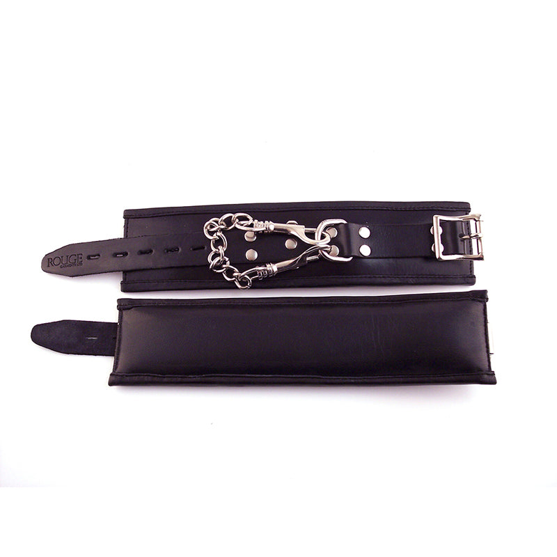 Rouge Wrist Cuffs, Padded Black - Red Garter