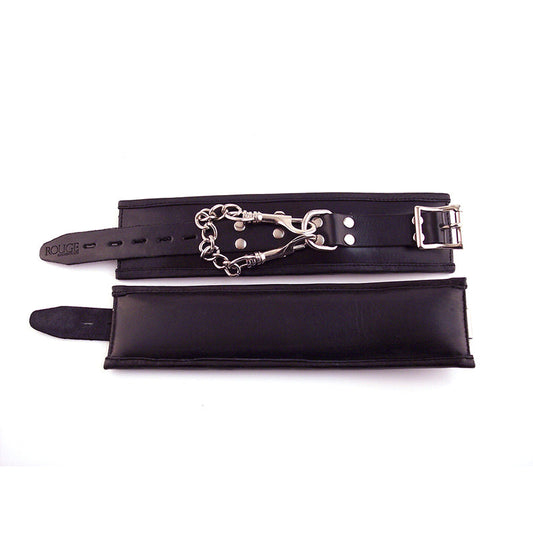 Rouge Wrist Cuffs, Padded Black - Red Garter