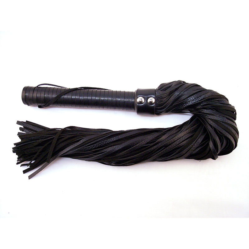 Rouge Flogger, Leather w/Leather Handle Black - Red Garter