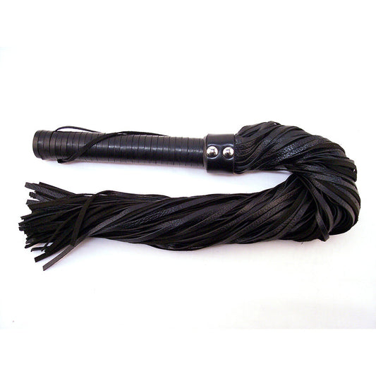 Rouge Flogger, Leather w/Leather Handle Black - Red Garter