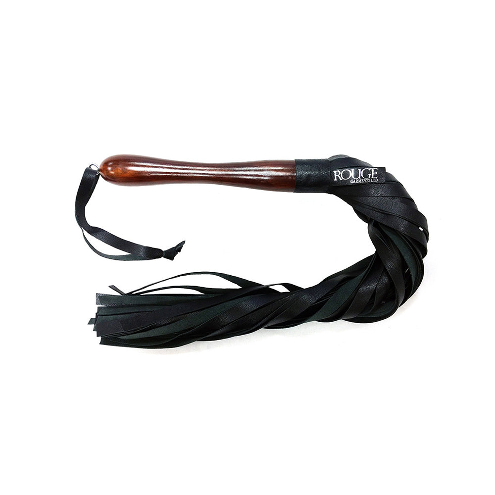 Rouge Wooden Handle Flogger Black - Red Garter