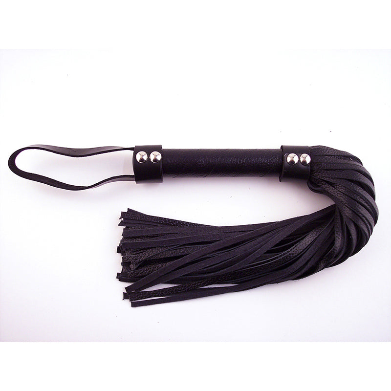Rouge Flogger, H-Style Leather Black - Red Garter