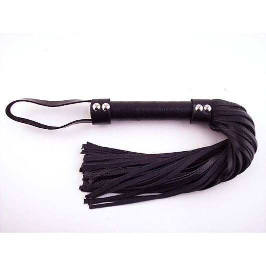 Rouge Flogger, H-Style Leather Black - Red Garter