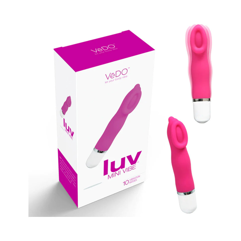 VeDO Luv Mini Vibe Hot In Bed Pink - Red Garter