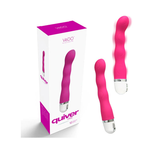 VeDO Quiver Mini Vibe Hot In Bed Pink - Red Garter