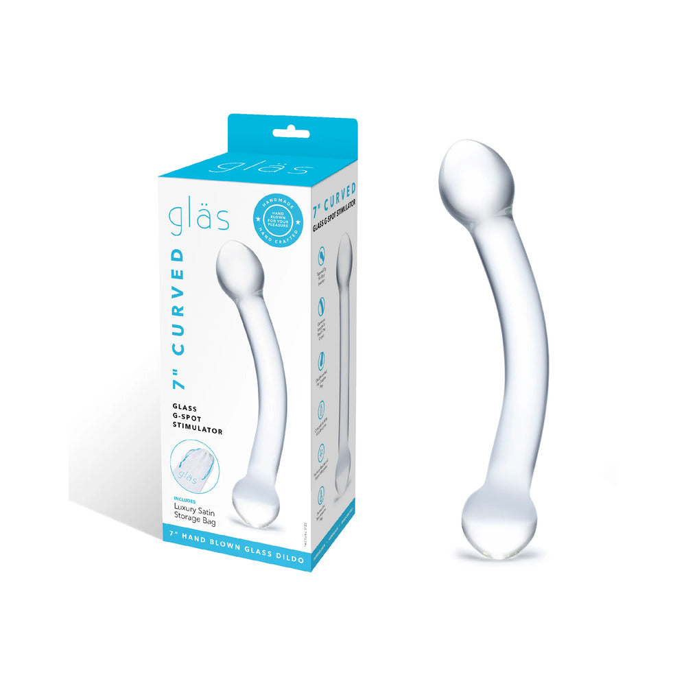 Glas 7 in. Curved Glass G Spot Stimulator - Red Garter