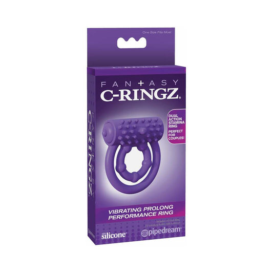 Pipedream Fantasy C-Ringz Silicone Vibrating Prolong Performance Ring Purple - Red Garter