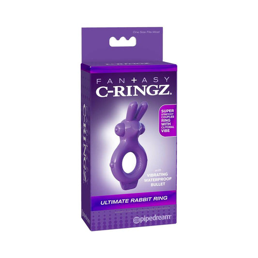 Pipedream Fantasy C-Ringz Vibrating Ultimate Rabbit Ring With Ears Purple - Red Garter