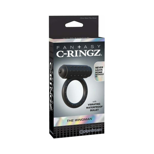 Pipedream Fantasy C-Ringz The Wingman Vibrating Cockring Black - Red Garter