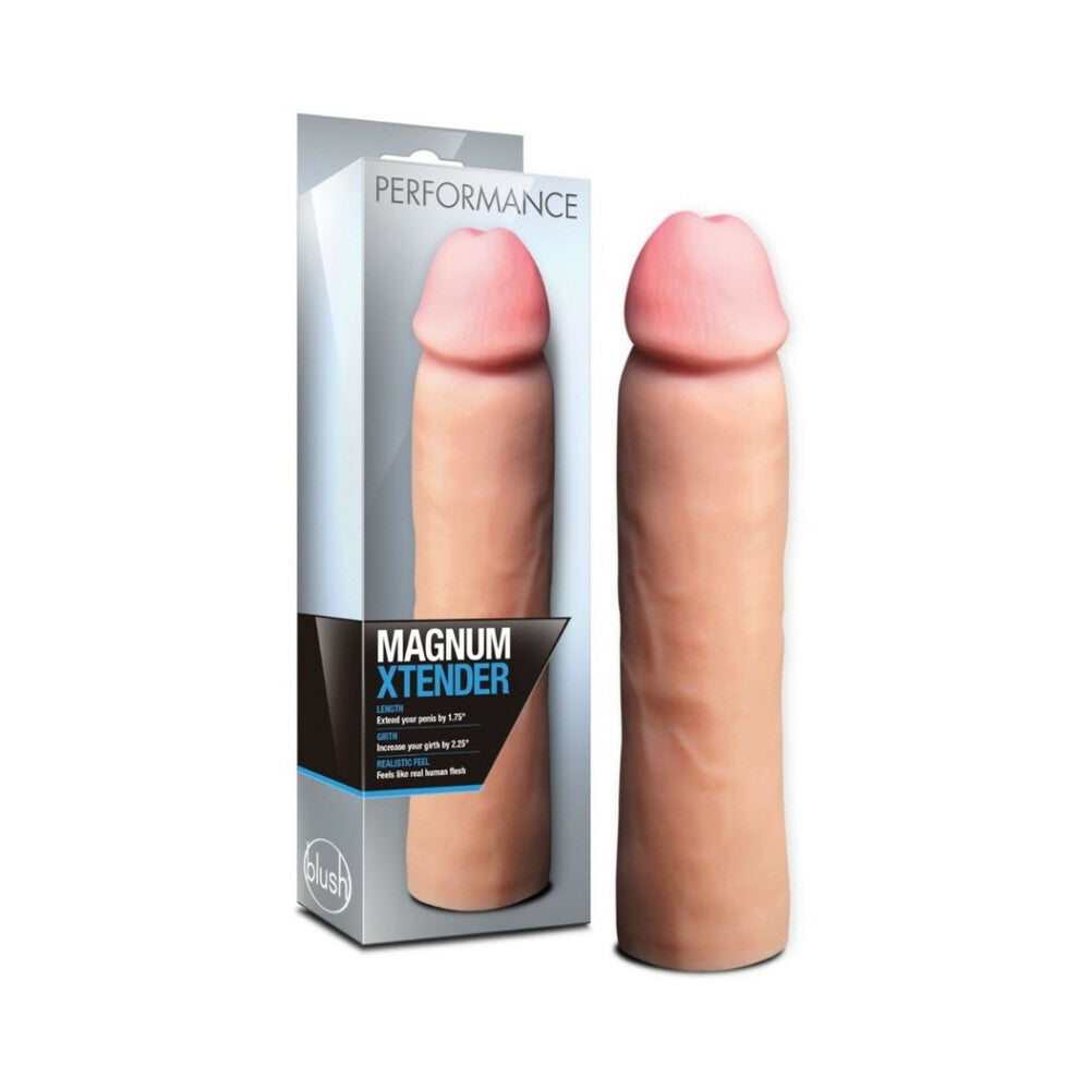 Blush Performance Magnum Xtender 1.75 in. Penis Extender Sleeve Beige - Red Garter