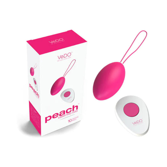 VeDO Peach Rechargeable Egg Vibe - Foxy Pink - Red Garter