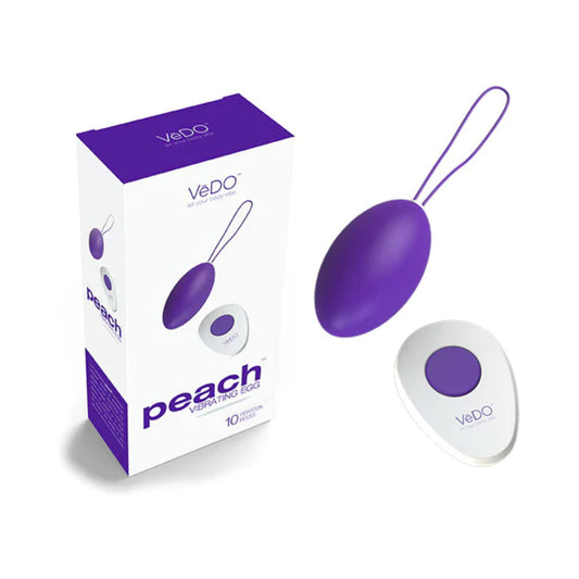VeDO Peach Rechargeable Egg Vibe - Into You Indigo - Red Garter
