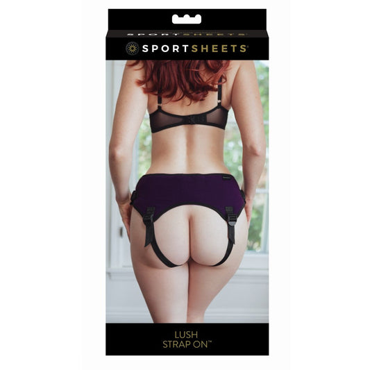 Sportsheets Lush Adjustable Strap-On Harness Purple - Red Garter