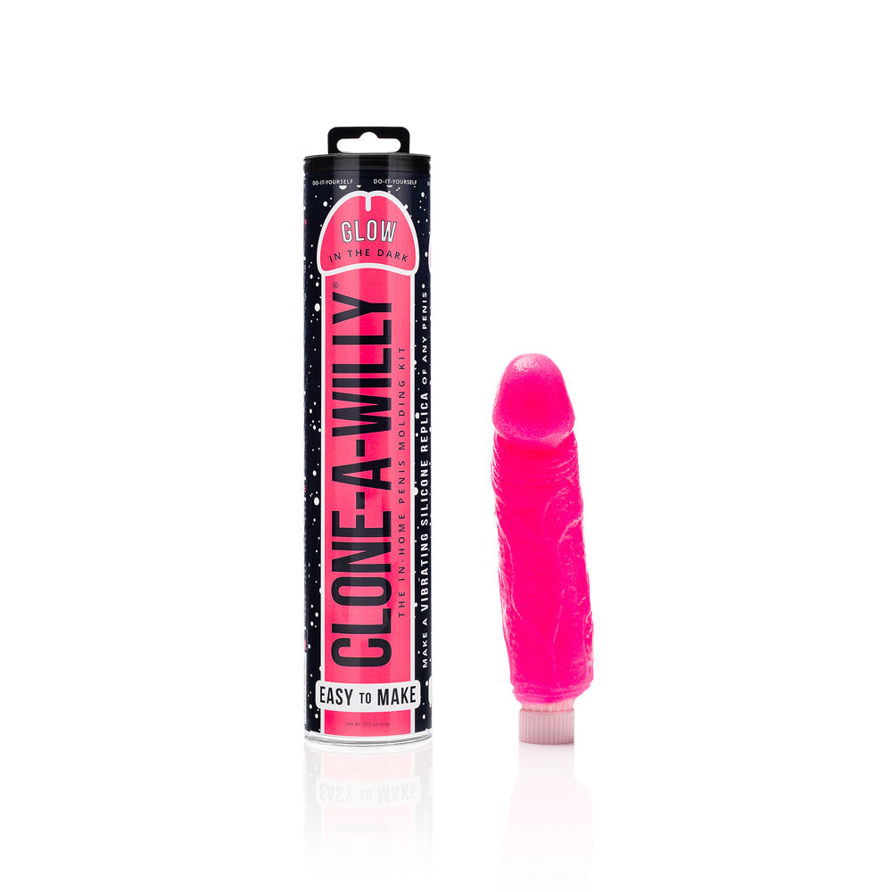 Clone-A-Willy DIY Vibrating Dildo Kit Glow-in-the-Dark Hot Pink - Red Garter