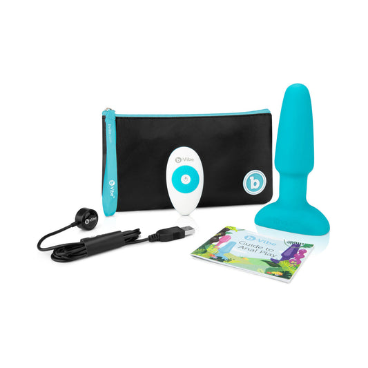 b-Vibe Rimming 2 Rotating and Vibrating Remote Control Plug Teal - Red Garter