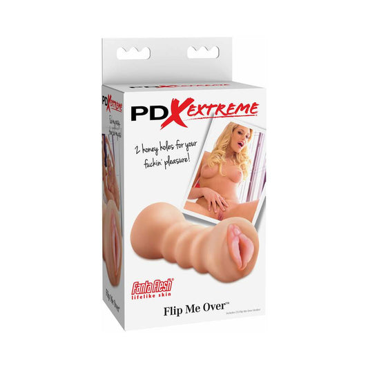 PDX Flip Me Over Dual-Ended Stroker Beige - Red Garter