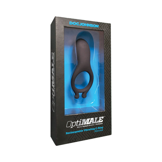 OptiMALE - Rechargeable Vibrating C-Ring Black - Red Garter