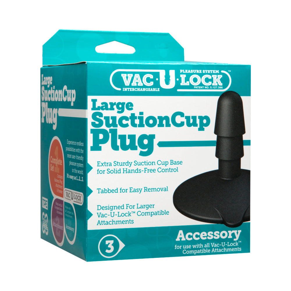 Vac-U-Lock - Large Black Suction Cup Plug Black - Red Garter