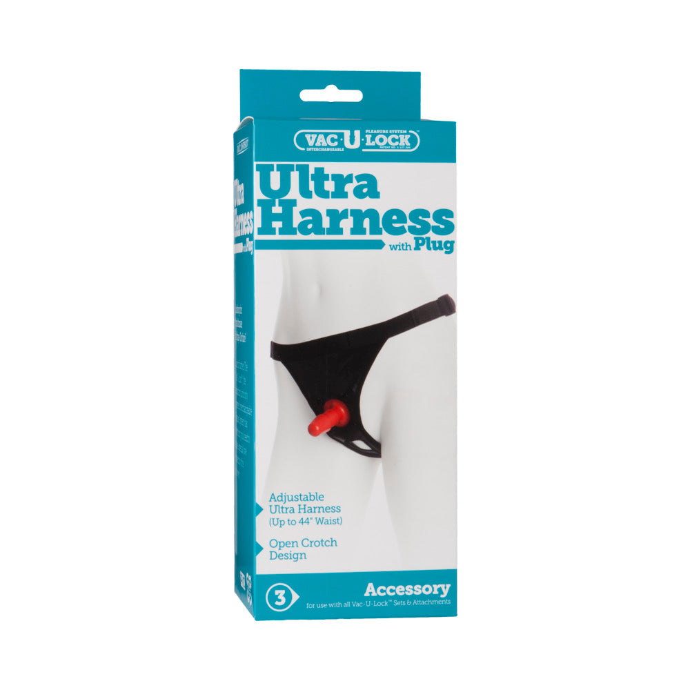 Vac-U-Lock - Ultra Harness - With Plug Black - Red Garter