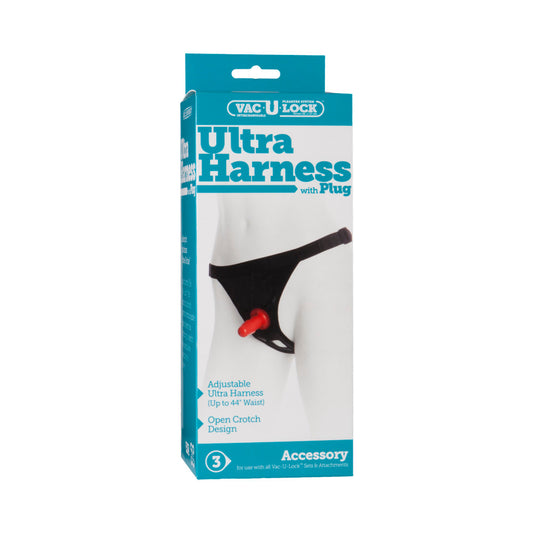 Vac-U-Lock - Ultra Harness - With Plug Black - Red Garter