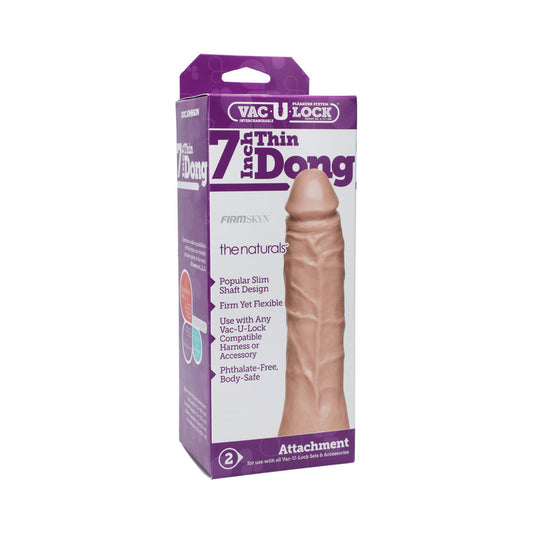 Vac-U-Lock - 7 Inch Thin Dong - The Naturals White - Red Garter