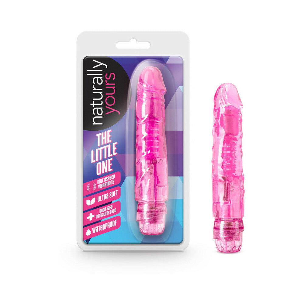 Naturally Yours The Little One Realistic 6.7 in. Vibrating Dildo Pink - Red Garter