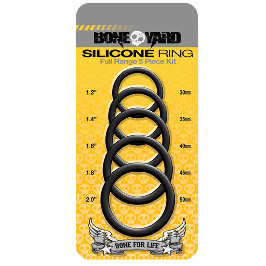 Boneyard Silicone Ring 5 Pcs Kit Black - Red Garter