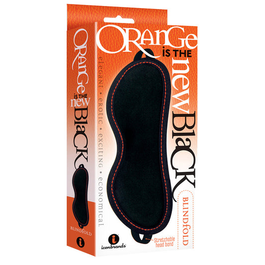 The 9''s, Orange Is The New Black, Blindfold Faux Leather, Black with Furry Orange Lining