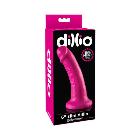 Pipedream Dillio 6 in. Slim Realistic Dildo With Suction Cup Pink - Red Garter