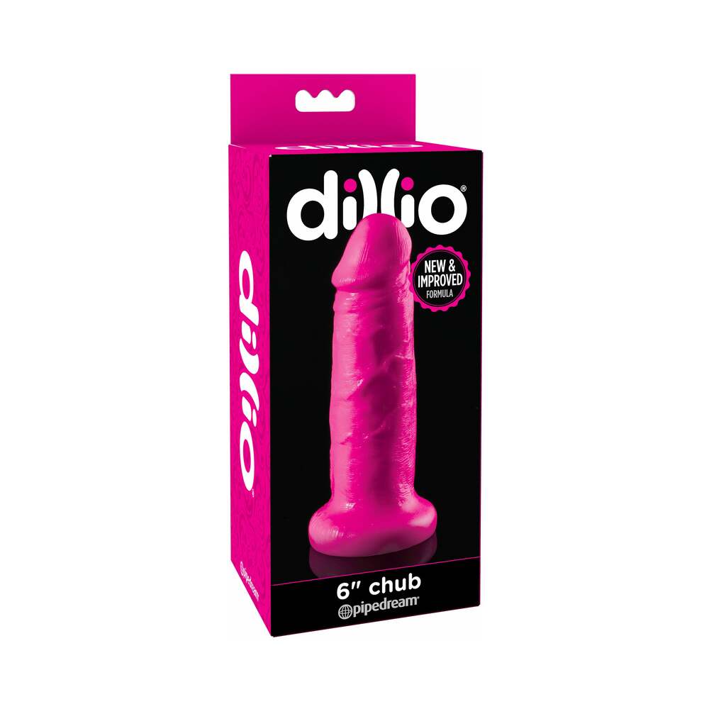 Pipedream Dillio 6 in. Chub Realistic Dildo With Suction Cup Pink - Red Garter