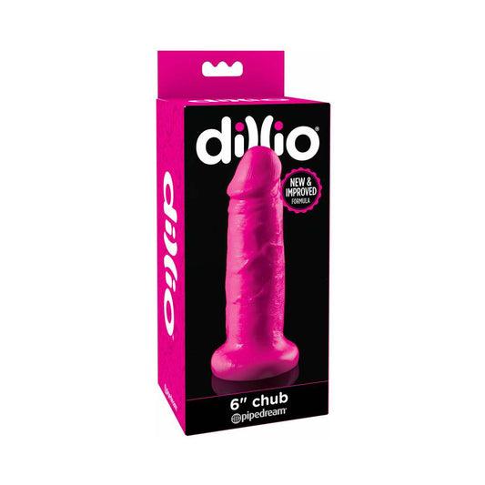Pipedream Dillio 6 in. Chub Realistic Dildo With Suction Cup Pink - Red Garter