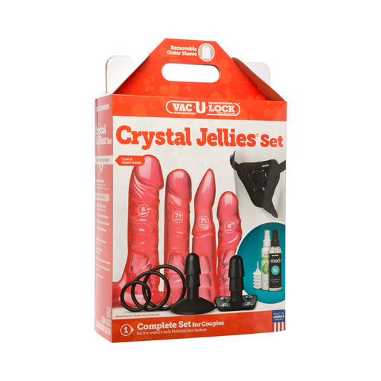 Vac-U-Lock Crystal Jellies Set PINK - Red Garter
