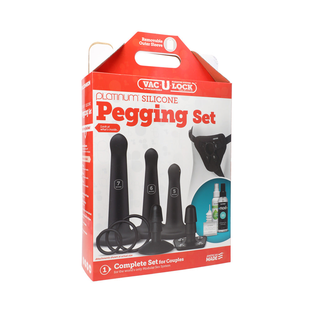 Vac-U-Lock Silicone Pegging Set Black - Red Garter