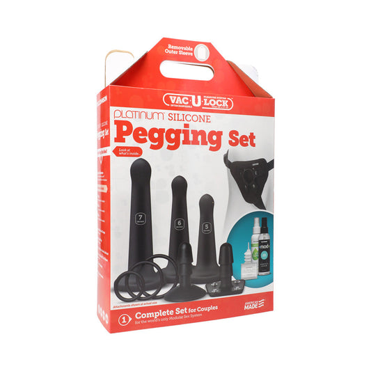 Vac-U-Lock Silicone Pegging Set Black - Red Garter