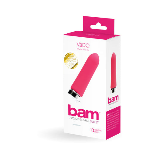 VeDO Bam Rechargeable Bullet - Foxy Pink - Red Garter